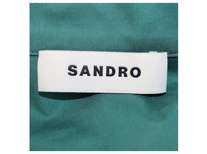 Camicia Sandro a maniche lunghe in cotone verde con bottoni impreziositi da strass Argentine - vista 5