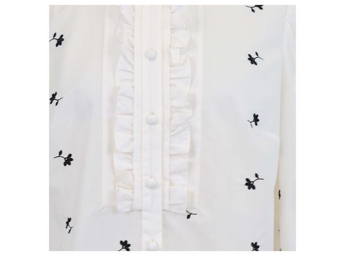 Top de popelina bordada Constance en jersey blanco/negro Erdem - vista 4
