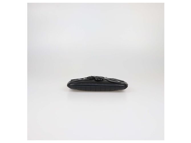 Borsa Pochette Chanel Black Choco Bar Leather Camellia No.5 Nero - vista 4