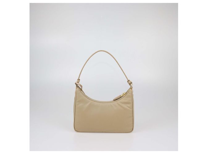 Borsa a tracolla Prada Re-Edition 2005 in Re-Nylon beige e pelle Saffiano - vista 3