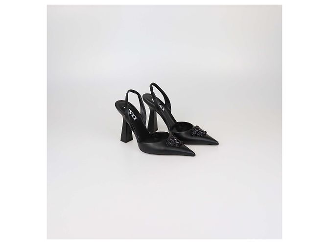 Décolleté Slingback La Medusa in pelle nera Versace Nero - vista 2