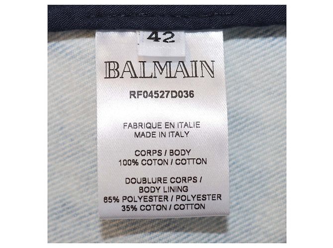 Mini-jupe en denim bleu délavé à boutons Balmain - vue 6