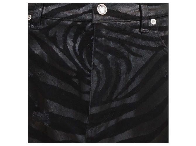 Minifalda Dolce & Gabbana de denim negro con efecto cebra y distressed - vista 4