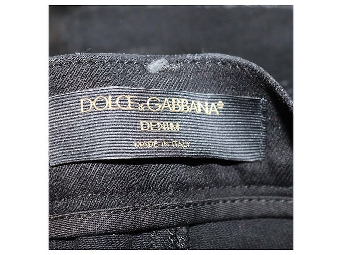 Minifalda Dolce & Gabbana de denim negro con efecto cebra y distressed - vista 5