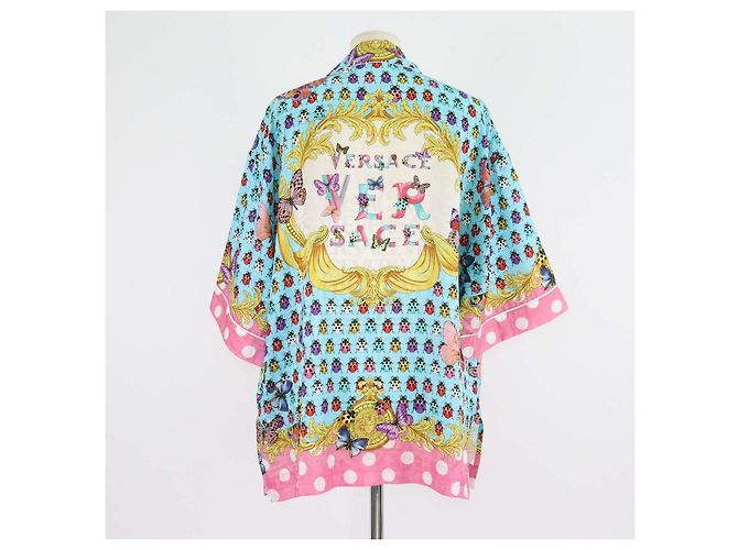 Versace Multicolor Blend Viscose Butterflies & Bugs Print Oversized Twill Shirt Multiple colors - view 3