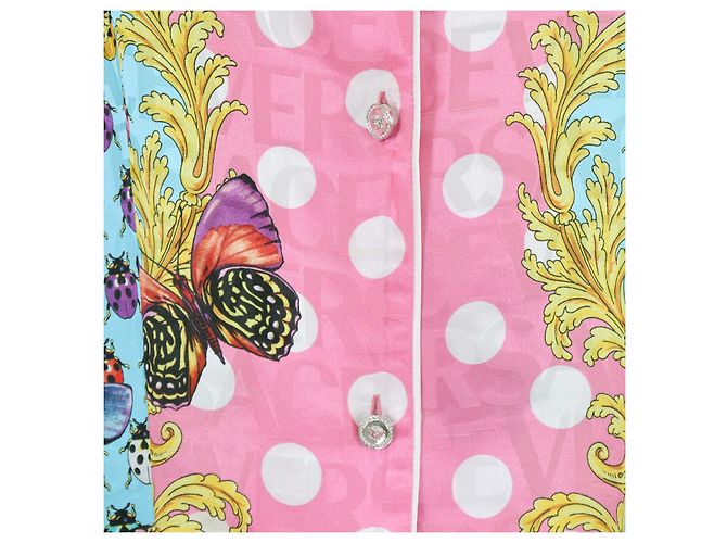 Versace Multicolor Blend Viscose Butterflies & Bugs Print Oversized Twill Shirt Multiple colors - view 4