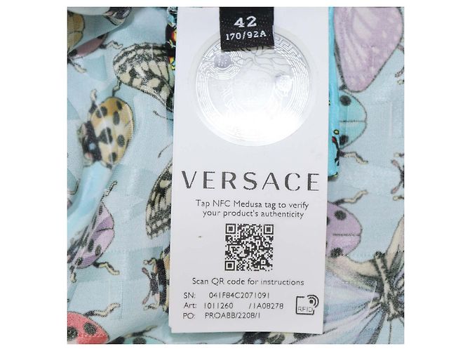 Versace Multicolor Blend Viscose Butterflies & Bugs Print Oversized Twill Shirt Multiple colors - view 6