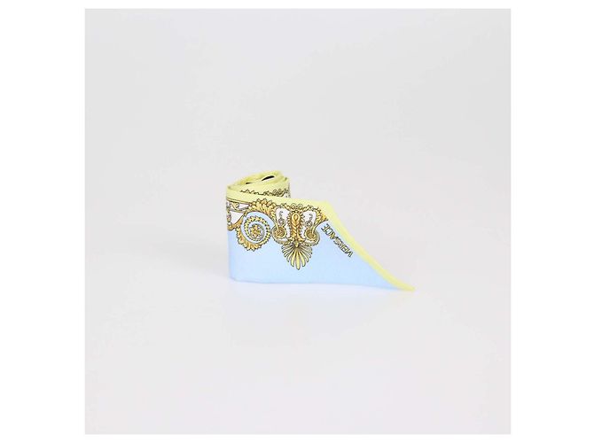 Cinta de sarga de seda Versace Light Blue/Yellow con estampado Barocco de primavera Multicolor - vista 2