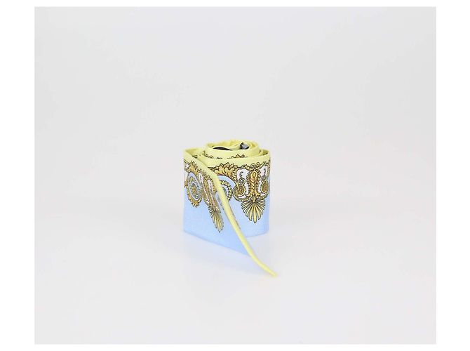 Cinta de sarga de seda Versace Light Blue/Yellow con estampado Barocco de primavera Multicolor - vista 3
