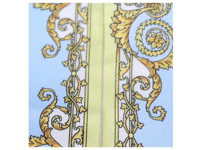 Cinta de sarga de seda Versace Light Blue/Yellow con estampado Barocco de primavera Multicolor - vista 6