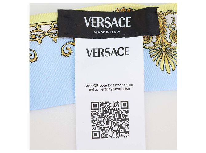 Cinta de sarga de seda Versace Light Blue/Yellow con estampado Barocco de primavera Multicolor - vista 7