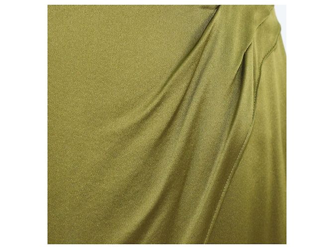 Falda midi cruzada de seda Vince Olive Green Verde - vista 4