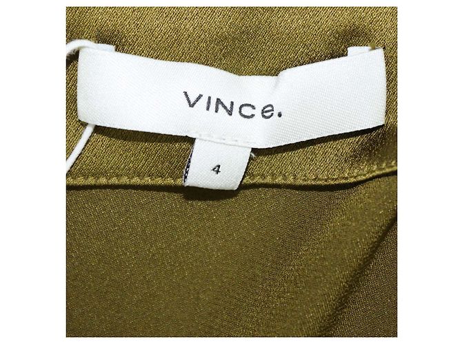 Falda midi cruzada de seda Vince Olive Green Verde - vista 5