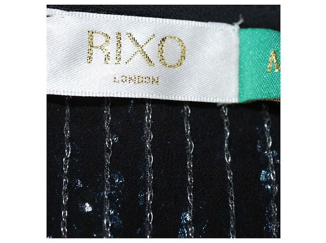 Autre Marque Rixo Metallic Viscose Pailletten Midi-Kleid Blau - Ansicht 5