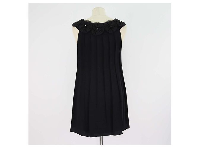 Alice + Olivia Túnica Swing Plisada Sin Mangas de Seda Negra Alice+Olivia Negro - vista 3