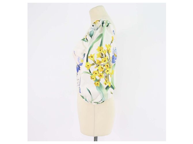 Dolce & Gabbana Multicolor Baumwolle Floral Print Puff Crop Top Mehrfarben - Ansicht 2