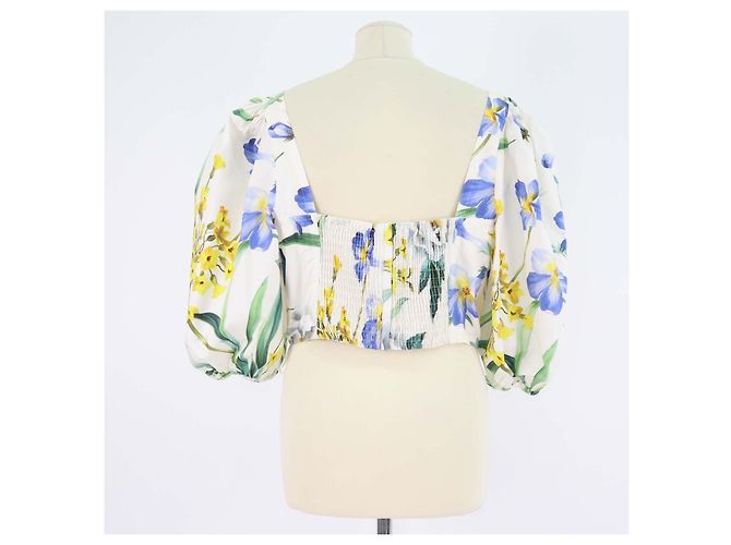 Dolce & Gabbana Multicolor Baumwolle Floral Print Puff Crop Top Mehrfarben - Ansicht 3
