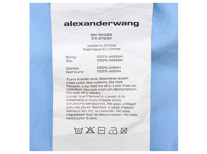 Autre Marque Alexander Wang.T T-shirt à col rond en coton délavé bleu clair - vue 5