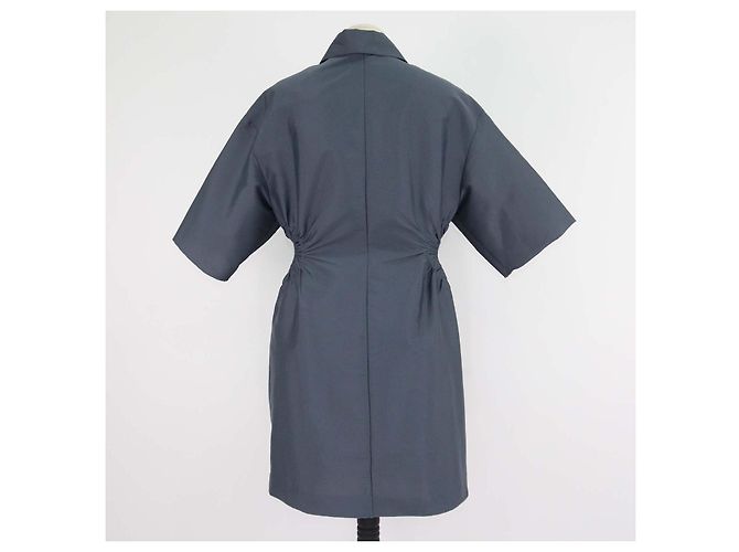 Sandro Mini Hemdkleid aus Polyester-Mischgewebe in Blau-Grau mit Cut-Out-Details - Ansicht 3