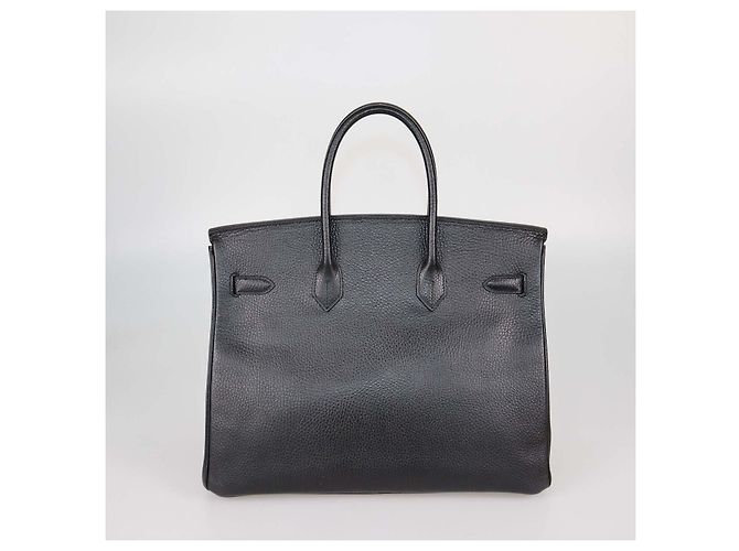 Hermès Borsa Birkin 35 Hermes in pelle Clemence nera con hardware dorato Nero - vista 3