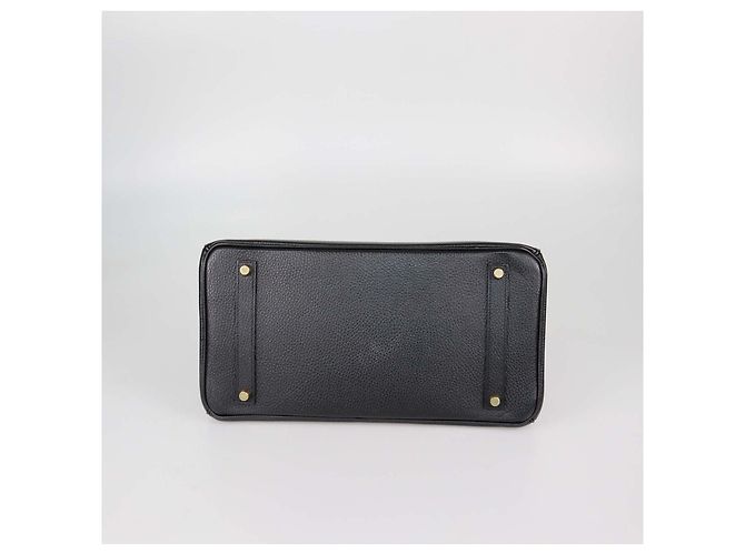 Hermès Borsa Birkin 35 Hermes in pelle Clemence nera con hardware dorato Nero - vista 4