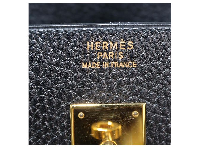 Hermès Borsa Birkin 35 Hermes in pelle Clemence nera con hardware dorato Nero - vista 5
