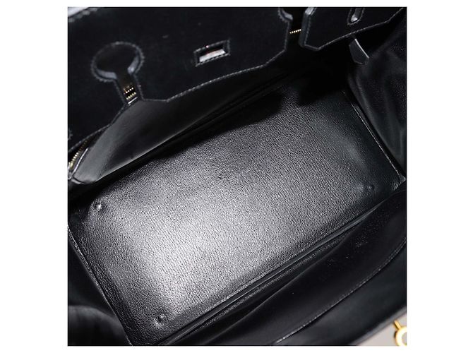 Hermès Borsa Birkin 35 Hermes in pelle Clemence nera con hardware dorato Nero - vista 6