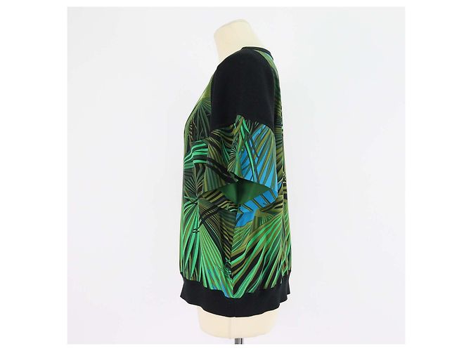 Hermès Camicia a girocollo stampata in seta e cotone Hermes Green/Black Verde - vista 2