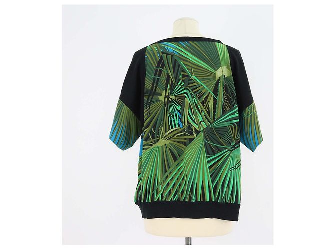 Hermès Camicia a girocollo stampata in seta e cotone Hermes Green/Black Verde - vista 3