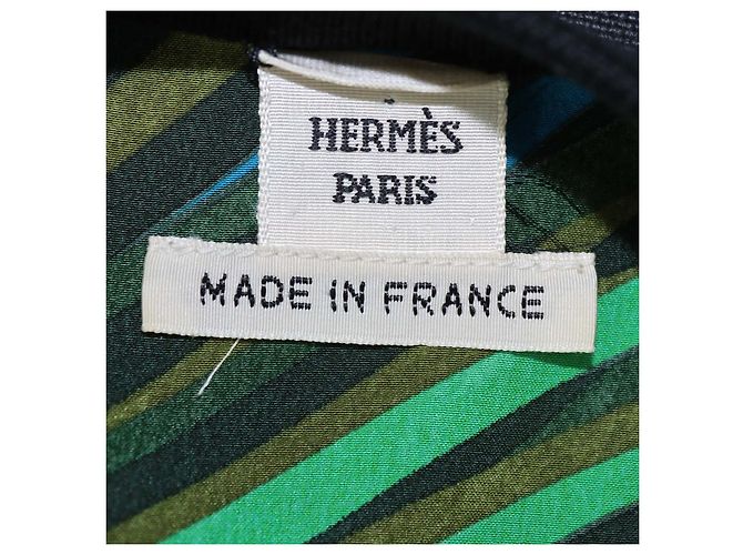 Hermès Camicia a girocollo stampata in seta e cotone Hermes Green/Black Verde - vista 5