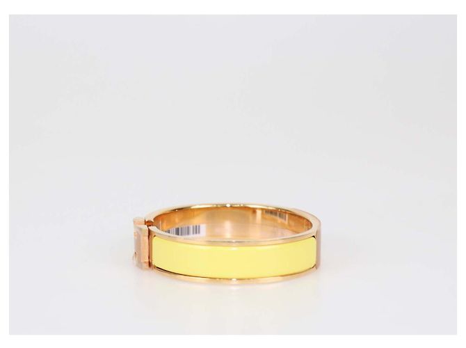 Hermès Bracciale Clic H PM in metallo tono oro rosa e smalto giallo Hermes D'oro - vista 2