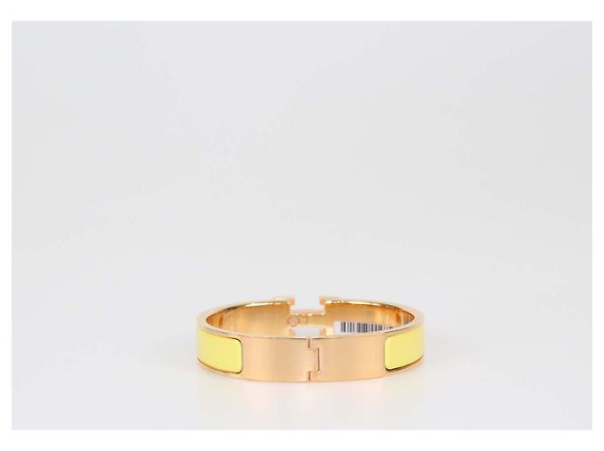 Hermès Bracciale Clic H PM in metallo tono oro rosa e smalto giallo Hermes D'oro - vista 3
