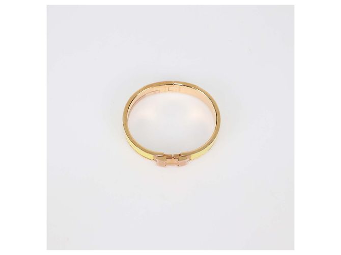 Hermès Bracciale Clic H PM in metallo tono oro rosa e smalto giallo Hermes D'oro - vista 4