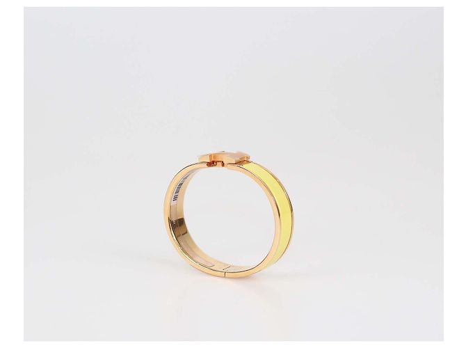 Hermès Bracciale Clic H PM in metallo tono oro rosa e smalto giallo Hermes D'oro - vista 5