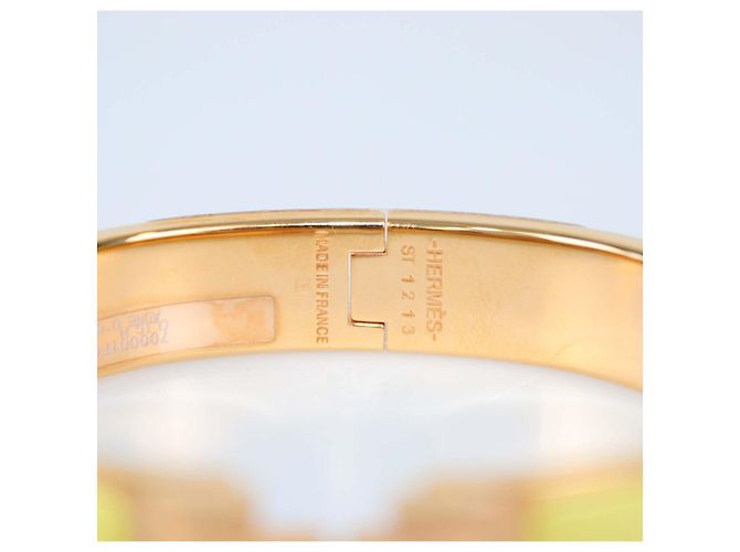Hermès Bracciale Clic H PM in metallo tono oro rosa e smalto giallo Hermes D'oro - vista 6