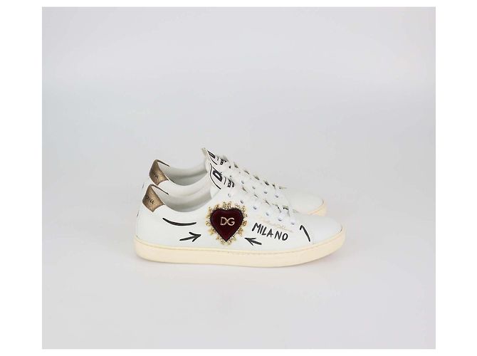 Sneakers basse Devotion in pelle bianca Dolce & Gabbana Bianco - vista 3