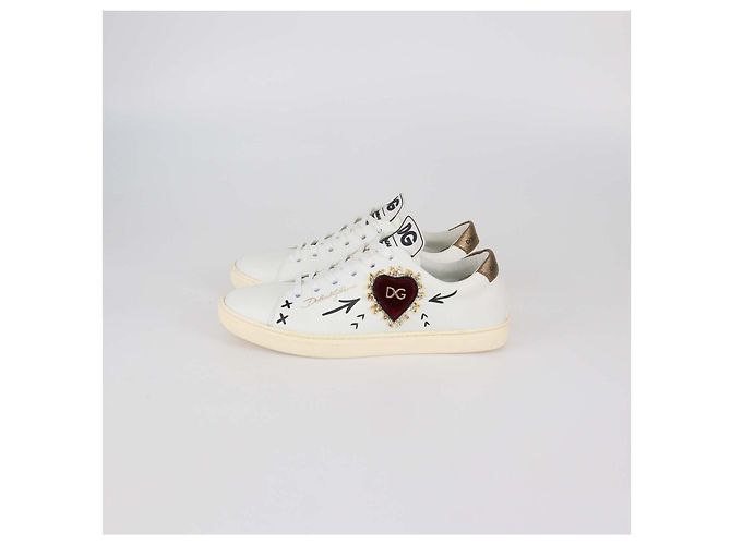Sneakers basse Devotion in pelle bianca Dolce & Gabbana Bianco - vista 4