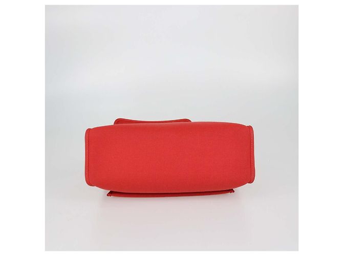 Hermès Hermes Rouge Tomate, Natural Canvas and Leather Herbag Sellier Zip 31 Bag Marrone Rosso - vista 5