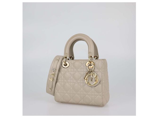 Christian Dior Kleine Lady Dior Tote aus Cannage-Leder in Beige - Ansicht 2