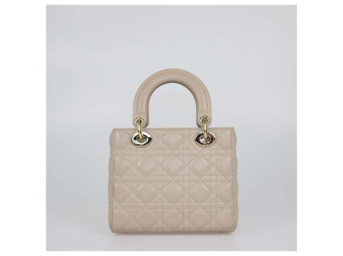 Christian Dior Kleine Lady Dior Tote aus Cannage-Leder in Beige - Ansicht 3