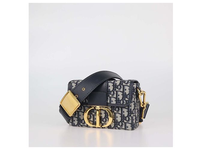 Borsa 30 Montaigne Christian Dior in tela Oblique blu navy e pelle Grigio - vista 2