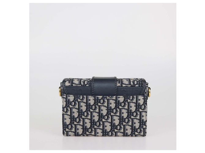 Borsa 30 Montaigne Christian Dior in tela Oblique blu navy e pelle Grigio - vista 3