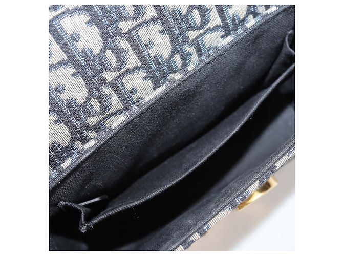 Borsa 30 Montaigne Christian Dior in tela Oblique blu navy e pelle Grigio - vista 6