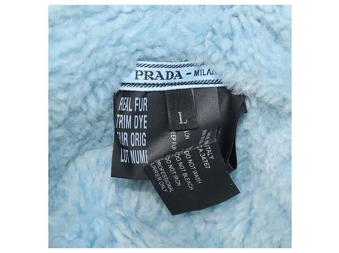 Prada Bucket Hat aus Nylon in Schwarz/Blau und Schafsfell - Ansicht 6