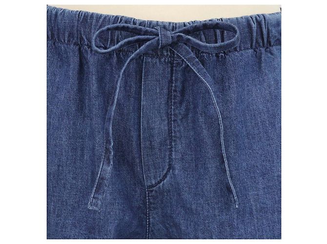 Calções mini de chambray azul Valentino com cordão e logótipo V - vista 4