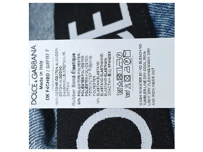 Falda Dolce & Gabbana de denim azul con cinturilla de logo y efecto desgastado - vista 6