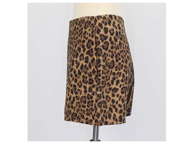 Mini shorts Valentino de lana y seda con estampado de leopardo marrón Castaño Negro - vista 2