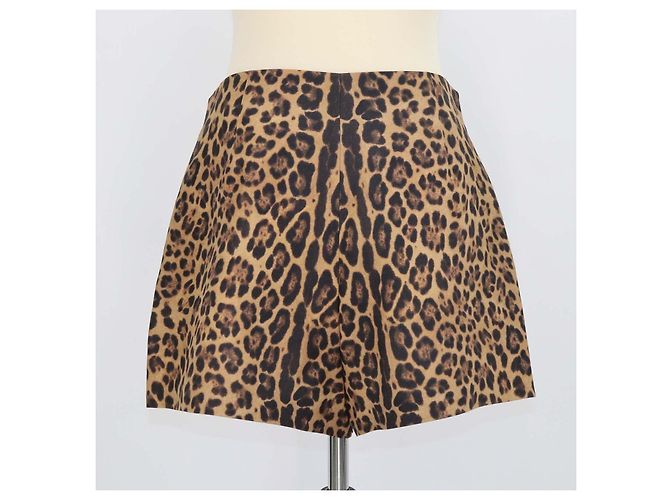 Mini shorts Valentino de lana y seda con estampado de leopardo marrón Castaño Negro - vista 3