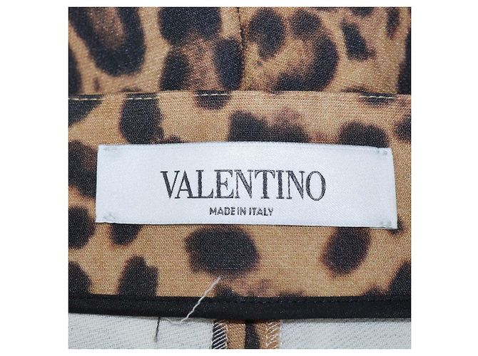 Mini shorts Valentino de lana y seda con estampado de leopardo marrón Castaño Negro - vista 5
