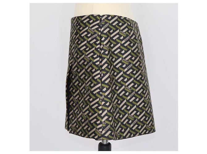 Versace Multicolor Polyester Jacquard Le Greca Mini Skirt Metallic - view 2